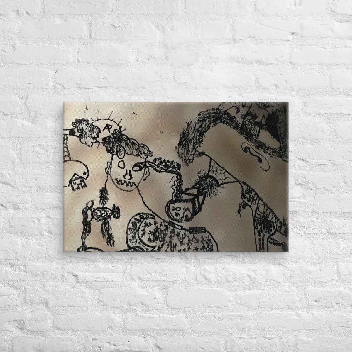 The Wood Panel — Sharpie artwork by Aaron Marshall Patterson (a3a3r0n) on a wood panel, printed on a 20x30 canvas