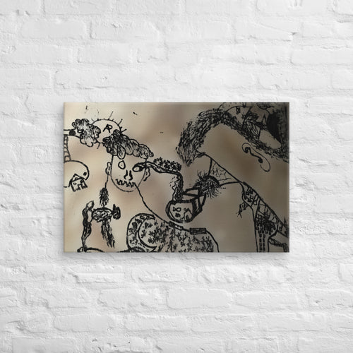The Wood Panel — Sharpie artwork by Aaron Marshall Patterson (a3a3r0n) on a wood panel, printed on a 20x30 canvas